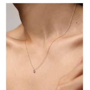 MONICA VINADER 14K Gold Marquise Diamond Solitaire Necklace